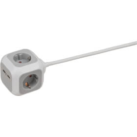 Brennenstuhl 4-fach Steckdosenwürfel Alea-Power mit Schalter und 2x USB-A Ladebuchsen