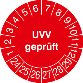 Prüfplaketten - UVV geprüft in Jahresfarbe