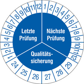 Prüfplaketten - Qualitätssicherung blau/weiß