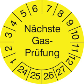 Prüfplaketten - Nächste Gas-Prüfung gelb/schwarz