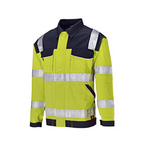 Dickies Workwear Warnschutz Hi-Vis mit gelb/blau Arbeitsjacke zweifarbige Reflexstreifen Bundjacke kaufen