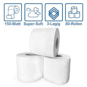 wolk Toilettenpapier BULK-Verpackung 3-lagig, 80 Rollen à 150 Blatt