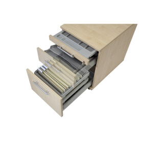 Hammerbacher Standcontainer Solid mit Relinggriff mit 4 Schubladen und Hängeregister