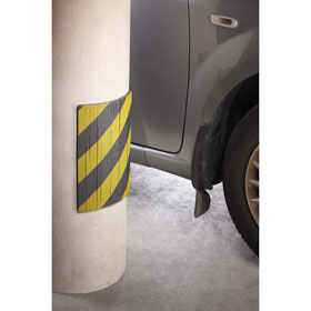Garagenwandschutz gelb/schwarz mit Lamellen, zur einfachen Anpassung an Bögen und Ecken