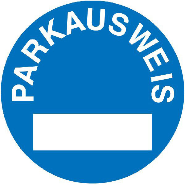 Parkausweis-Vignette zur Innenverklebung an Windschutzscheiben Text:  Parkausweis Farbe: blau/weiß direkt beim Hersteller kaufen