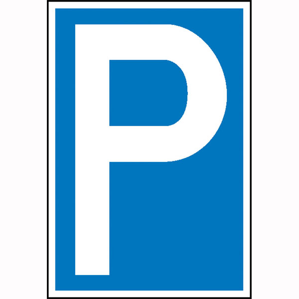 Parkplatzschild blau mit individuellem Text zweizeilig –